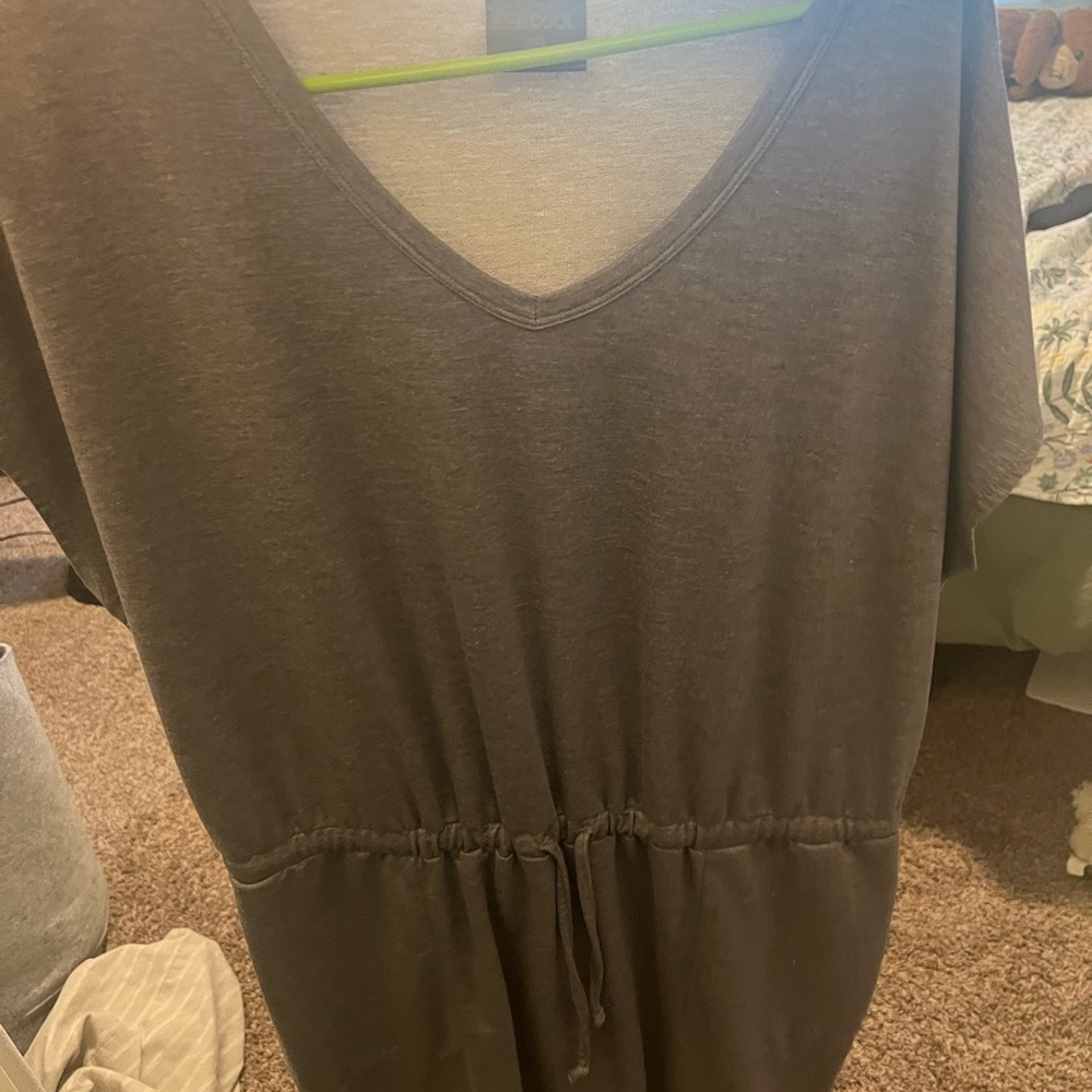 Gray Blue V-Neck Dress